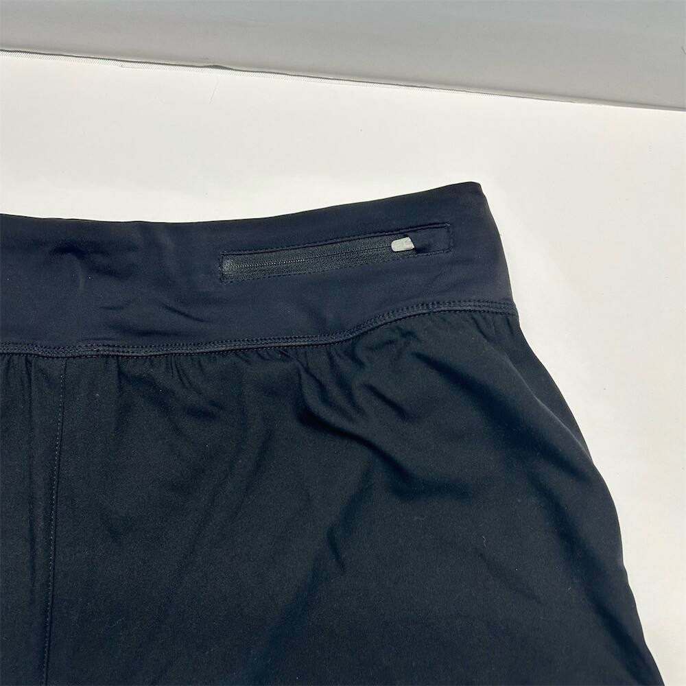 Nike Swim Skirt Skort Womens Size L Black Solid Zip Pocket Built-In Briefs - Picture 4 of 7